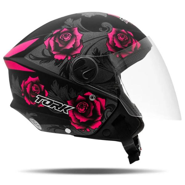 Imagem de Capacete Aberto Feminino Masculino New Liberty 3 Flowers Rosa Pro Tork Moto Tamanho 60