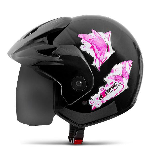 Imagem de Capacete Aberto Feminino Para Moto Atomic For Girls Pro Tork Viseira Fumê