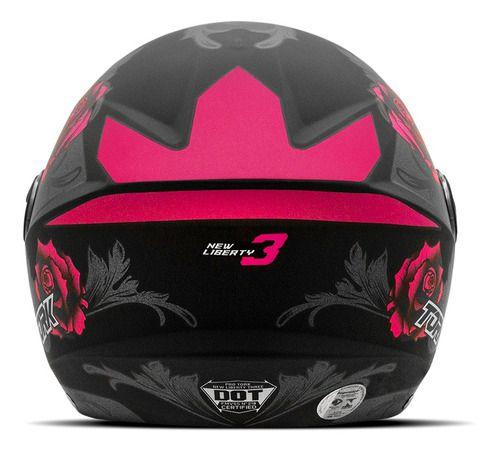 Imagem de Capacete Aberto Feminino Pro Tork New Three Flowers Fosco