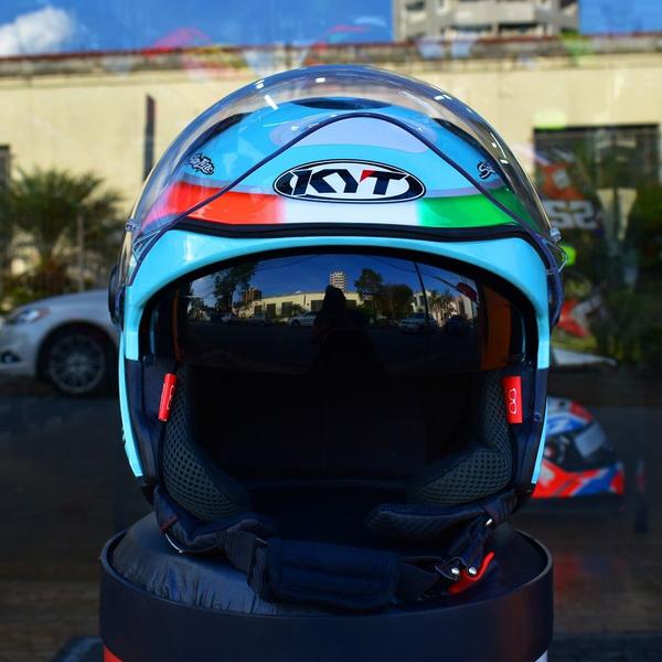 Imagem de Capacete Aberto KYT D-City Dennis Leopard Italia Azul Moto