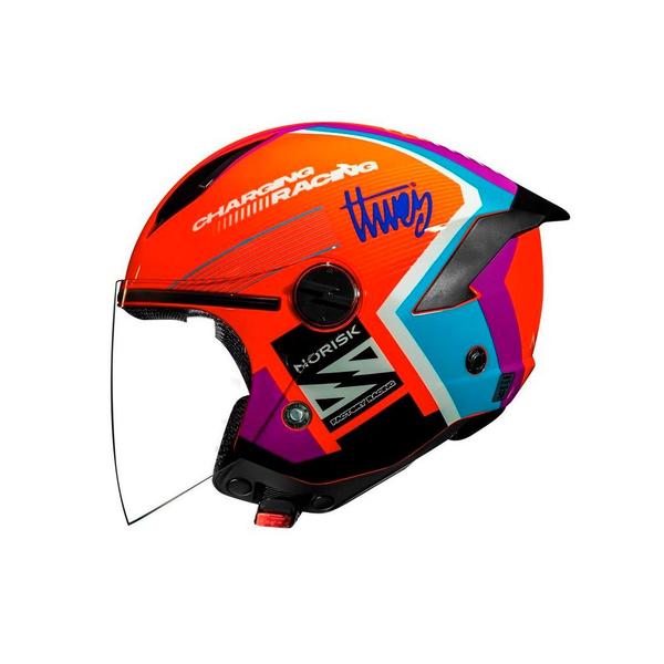 Imagem de Capacete Aberto Laranja e Azul Neo Vizion Norisk