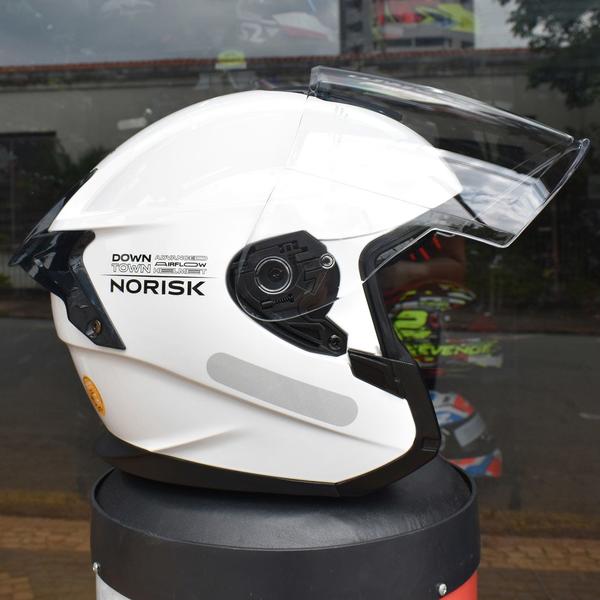 Imagem de Capacete Aberto Norisk Downtown Branco Brilho Spoiler Moto