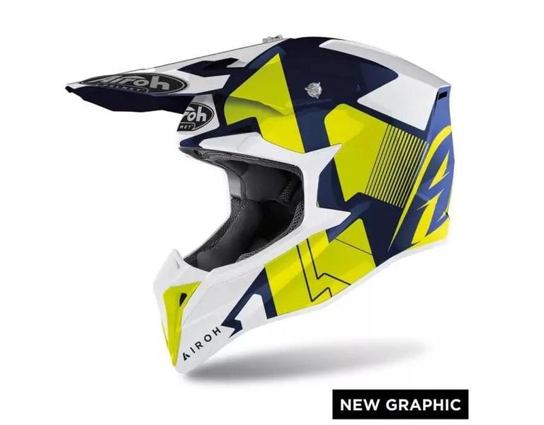 Imagem de Capacete Airoh Wrrap Raze Blue Gloss- Cor Amarelo Azul Branco