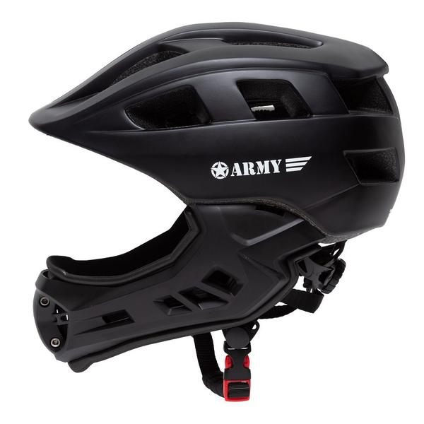 Imagem de Capacete Army Racing Infantil Bike Skate Patins Fechado com Queixeira Preto Fosco