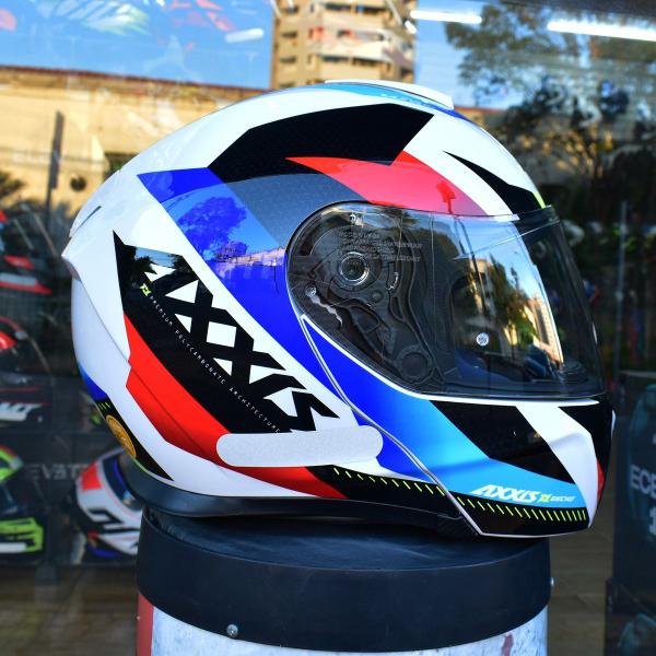 Imagem de Capacete Articulado Axxis Gecko SV Robocop Shield Azul Moto