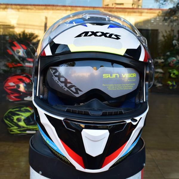 Imagem de Capacete Articulado Axxis Gecko SV Robocop Shield Azul Moto