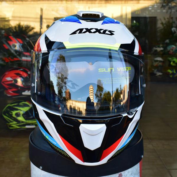 Imagem de Capacete Articulado Axxis Gecko SV Robocop Shield Azul Moto