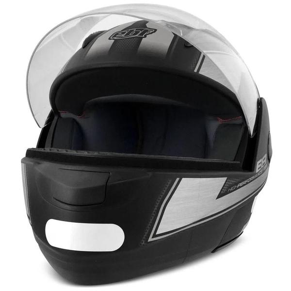 Imagem de Capacete Articulado Masculino  Ebf E8 Performance Prata Fosco Moto