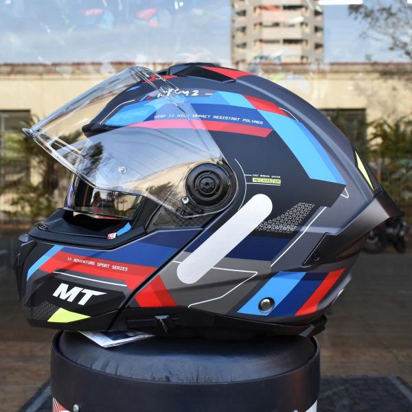 Imagem de Capacete Articulado MT Atom 2 Robocop Escamoteavel Bast Azul