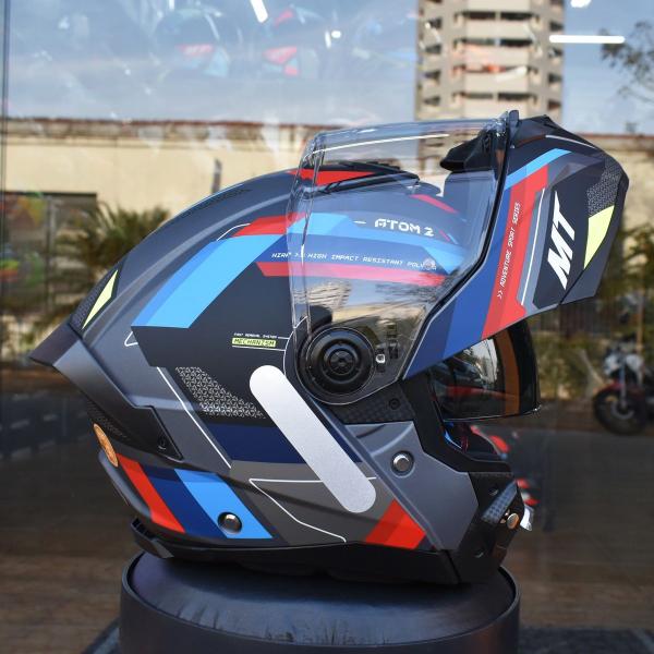 Imagem de Capacete Articulado MT Atom 2 Robocop Escamoteavel Bast Azul