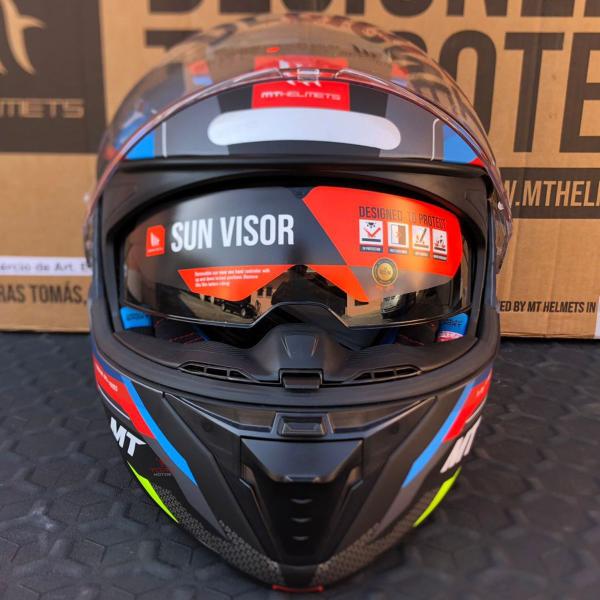 Imagem de Capacete Articulado Mt Atom 2 SV Bast A2 Cinza Azul Fosco