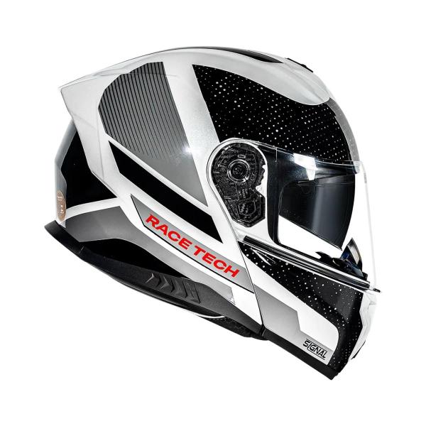 Capacete Articulado Race Tech Signal Preto Branco Com Oculos