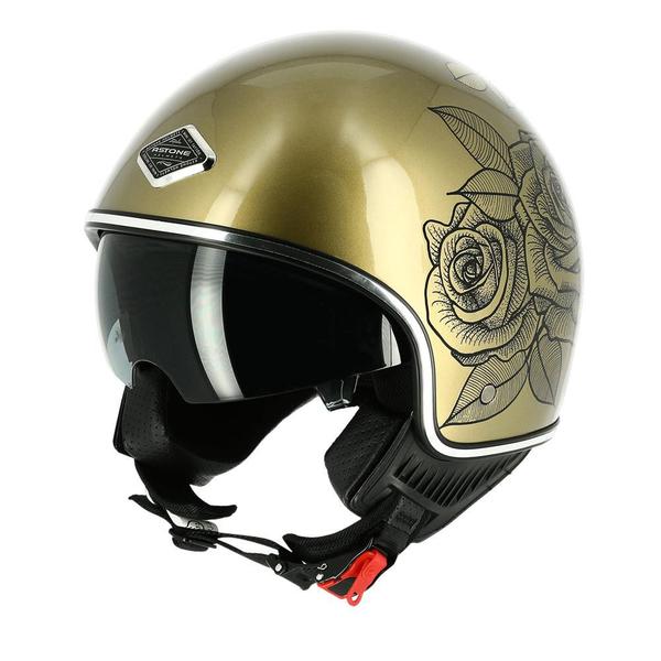 Imagem de Capacete Astone Minijet 66 Graphic Roses Gold