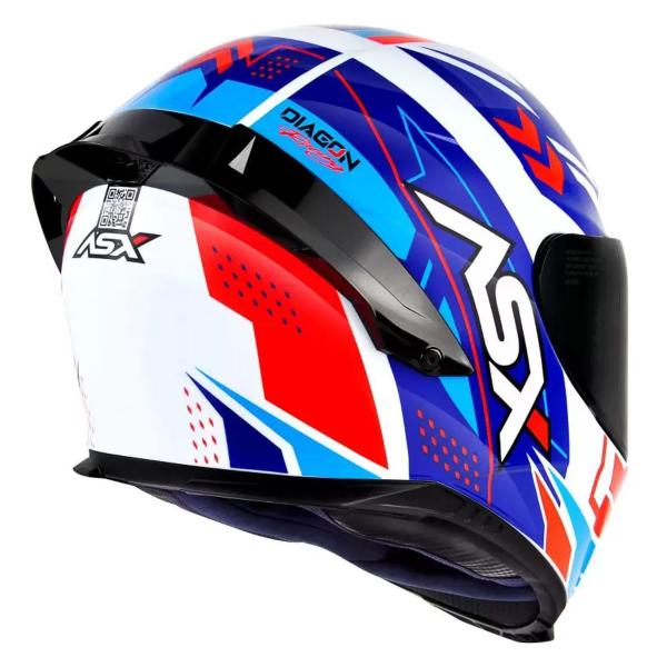 Imagem de Capacete ASX/ Axxis Eagle Racing Diagon Brilho Branco e Azul