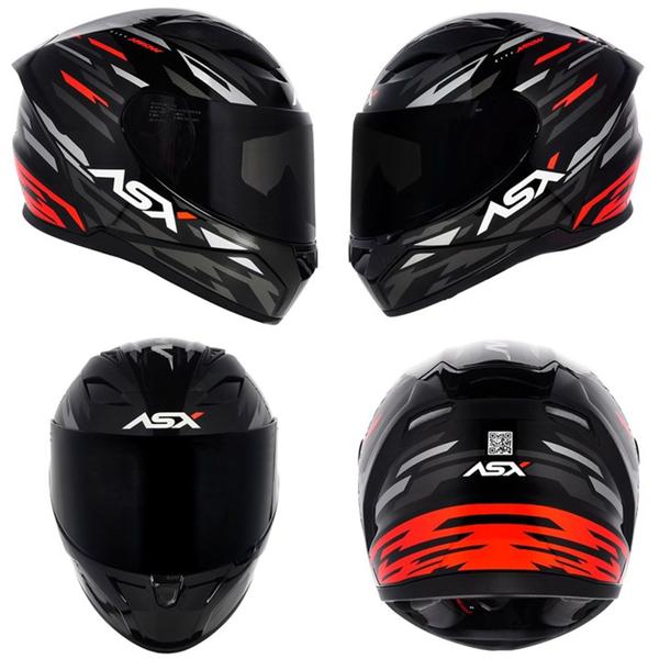 Imagem de Capacete asx city arrow brilho preto grafite vermelho