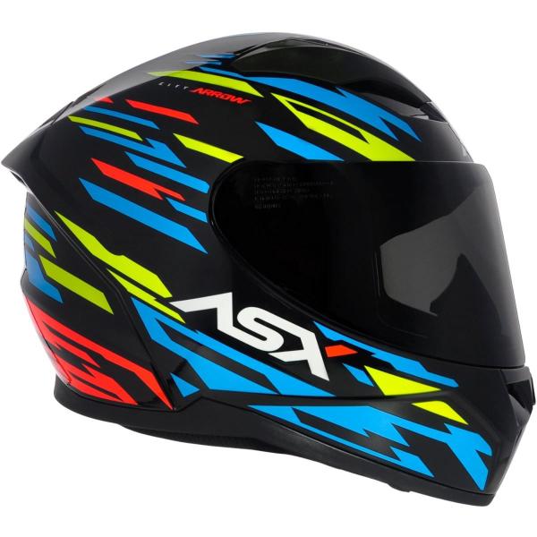 Imagem de Capacete Asx City Arrow Preto Azul Amarelo Mais Viseira Fume