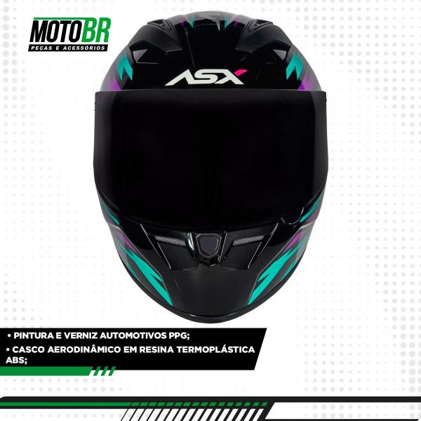 Imagem de Capacete ASX City Arrow Preto Tiffany Roxo