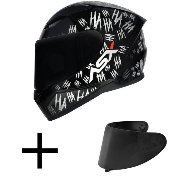 Imagem de Capacete ASX City Fun Preto e Branco Mais Viseira Fumê