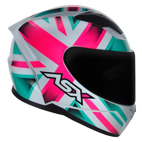 Imagem de Capacete ASX City Kingdom Branco Rosa e Tifanny Mais Viseira Camaleão