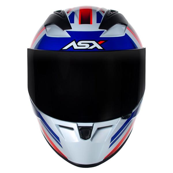 Imagem de Capacete ASX City Kingdom Branco Vermelho e Azul Mais Viseira Fumê