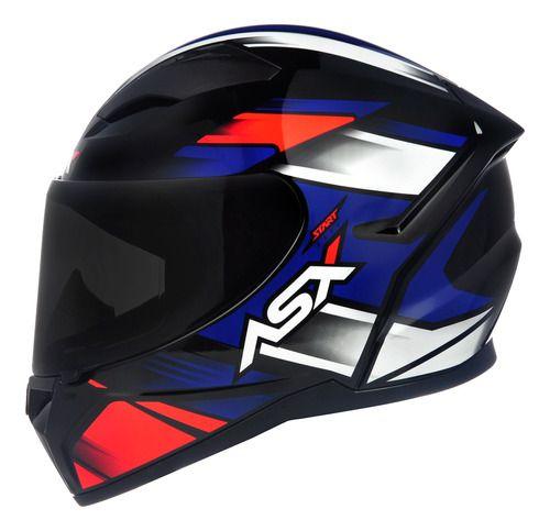 Imagem de Capacete Asx City Start Preto Vermelho Azul Esportivo Moto