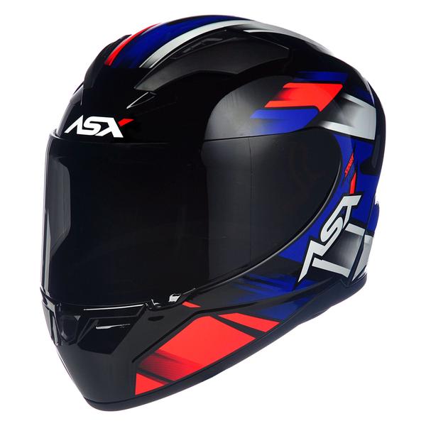 Imagem de Capacete ASX City Start Preto Vermelho e Azul Mais Viseira Camaleão