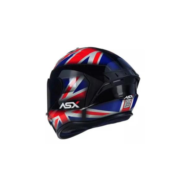 Imagem de Capacete Asx Draken Uk Brilho Preto Vermelho ul Reino Unid