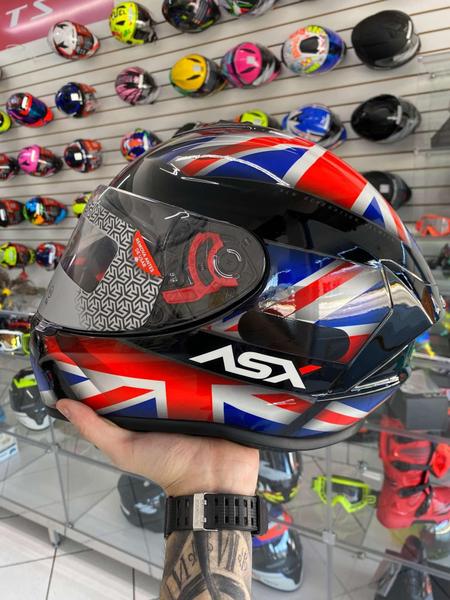 Imagem de Capacete Asx Draken Uk Preto Vermelho Azul