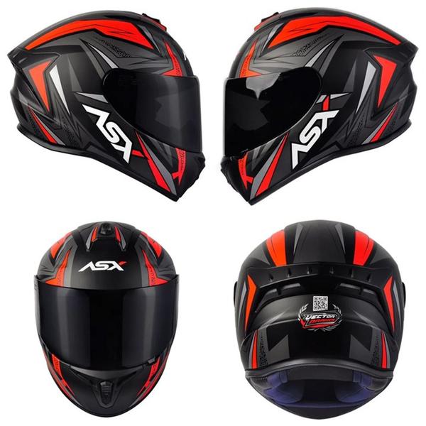 Imagem de Capacete ASX Draken - VECTOR Preto fosco/Cinza/Vermelho