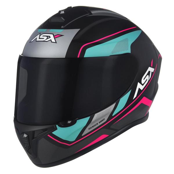 Imagem de Capacete ASX Draken Wind Preto Rosa e Verde