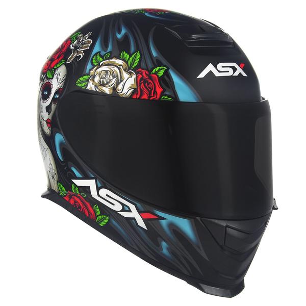 Imagem de Capacete ASX Eagle Catrina Preto e Vermelho Fosco Masculino e Feminino Moto