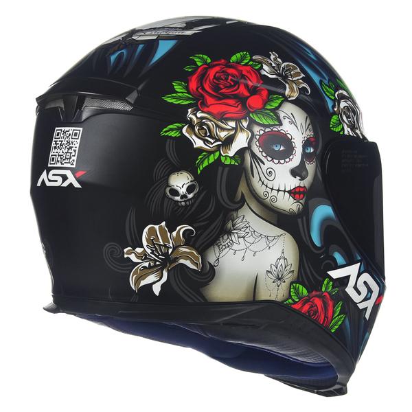 Imagem de Capacete ASX Eagle Catrina Preto e Vermelho Fosco Masculino e Feminino Moto