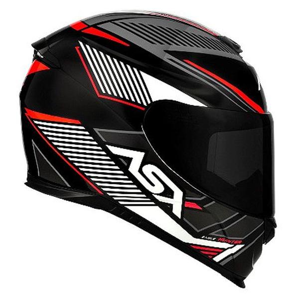 Imagem de Capacete asx eagle hunter brilho preto branco grafite