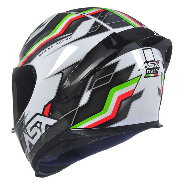 Imagem de Capacete Asx Eagle Racing Spoiler Italy Branco + Viseira