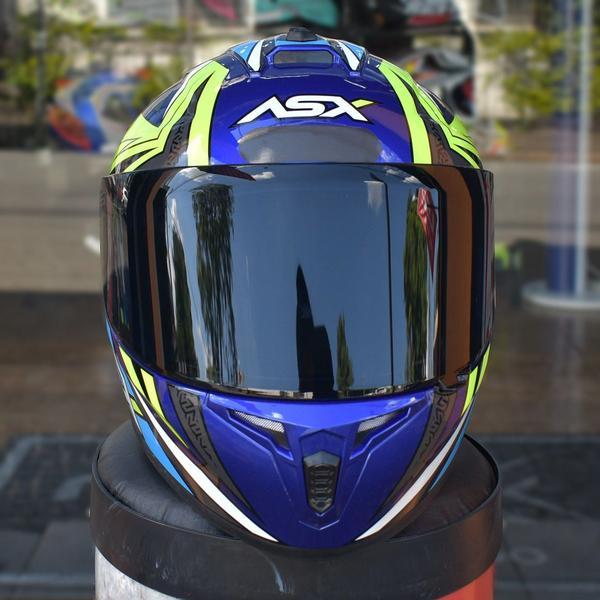 Imagem de Capacete Asx Vector Azul Masculino Esportivo + Viseira Fumê