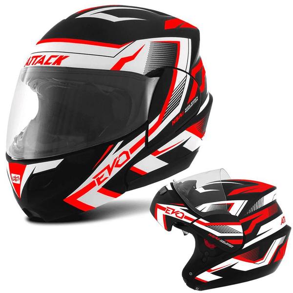 Imagem de Capacete Attack Evo Fosco Preto e Vermelho Tamanho 60 Pro Tork - CAP-661PTVM