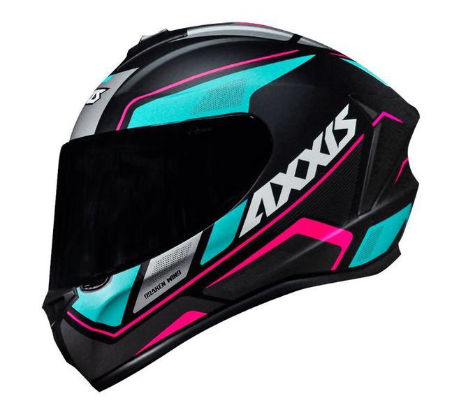 Imagem de Capacete Axxis Draken Wind Matte - Preto/Verde-Água/Rosa