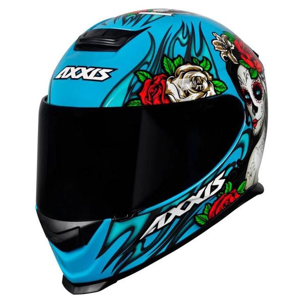 Imagem de Capacete Axxis Eagle Catrina Gloss - Azul/Vermelho/Verde - 62 (GG)