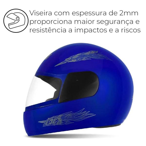 Imagem de Capacete Azul Tamanho 58 ProTork Viseira Cristal Casco Em ABS E Cinta Jugular Com Fecho Revestido Em EPS