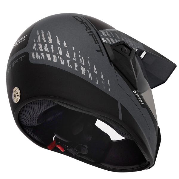 Imagem de Capacete Bieffe 3 Sport Drift Preto Fosco Grafite Motocross