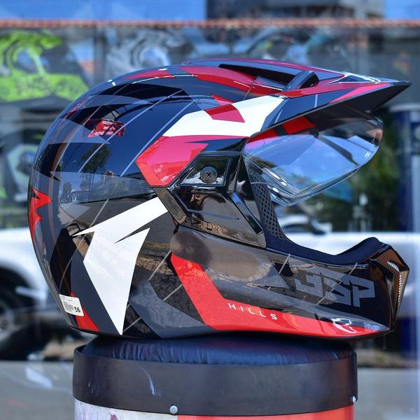 Imagem de Capacete Bieffe 3 Sport Hills Cinza Vermelho Brilho Moto