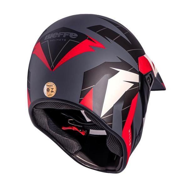 Imagem de Capacete Bieffe 3 Sport Hills Cinza Vermelho Fosco Moto Pala