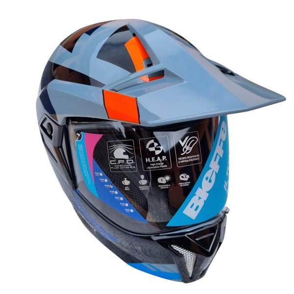 Imagem de Capacete Bieffe 3 Sport React Cinza Moon Brilho e Laranja