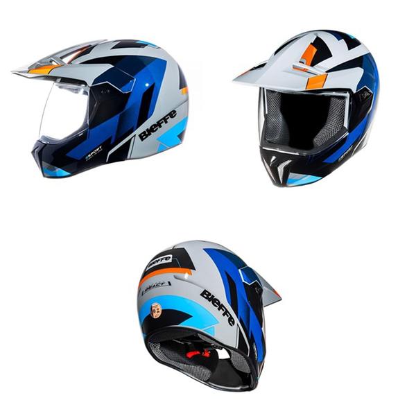 Imagem de Capacete Bieffe 3 Sport - React Cinza moon/Laranja/Azul