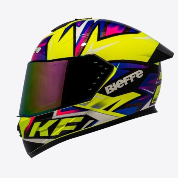 Imagem de Capacete Bieffe B-12 KF Tam 56- Amarelo Limão com Roxo