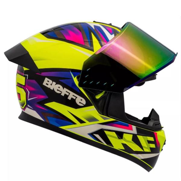 Imagem de Capacete Bieffe B-12 KF Tam 60- Amarelo Limão com Roxo