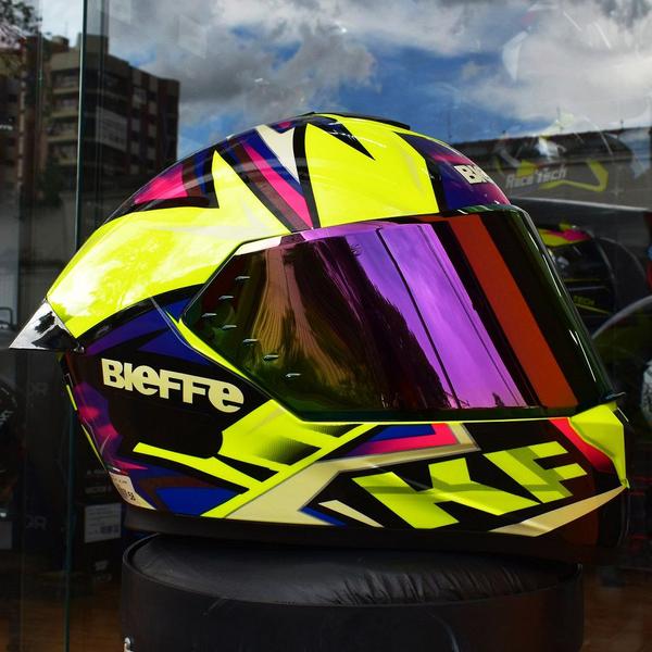 Imagem de Capacete Bieffe B12 Kf Amarelo + Viseira Espelhada Aerofolio