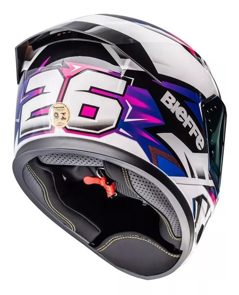 Imagem de Capacete Bieffe B12 Kf Branco Perola Roxo Viseira Cristal Tamanho 60