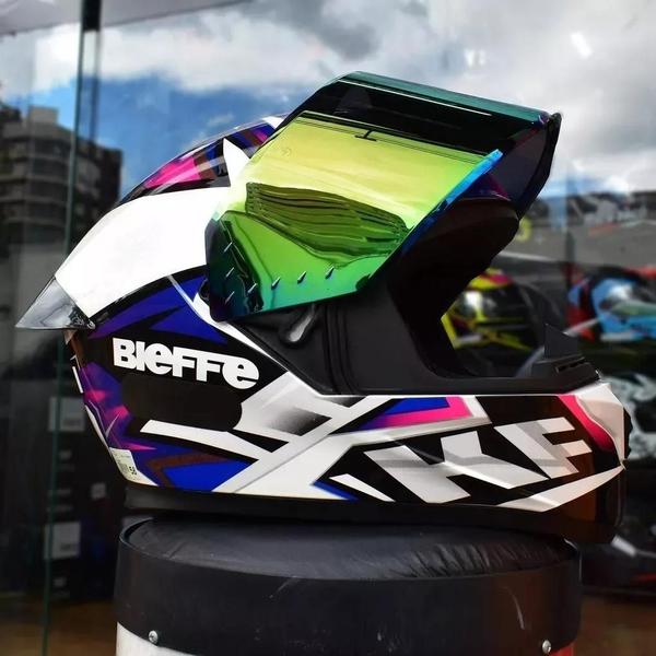 Imagem de Capacete Bieffe B12 Kf Branco Perola Roxo Viseira Cristal Tamanho 60