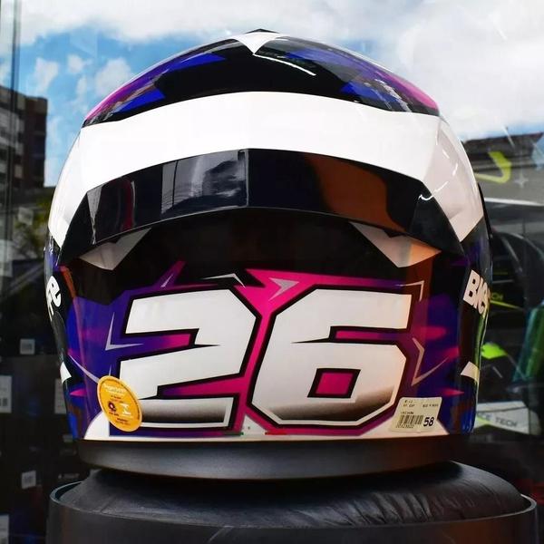 Imagem de Capacete Bieffe B12 Kf Branco Perola Roxo Viseira Cristal